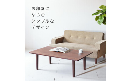 【どんなお部屋にもぴったり】 やさしいデザインのスリムセンターテーブル 120×50 ウォールナット ローテーブル 無垢材 国産 大川家具