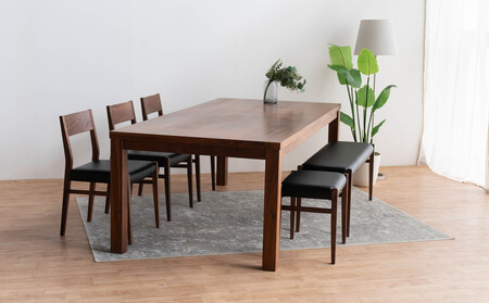 DT12 DC01 BC01 ST01 6点 ダイニングセット ウォールナット オールマイティブラック テーブル 椅子 ベンチ スツール