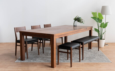 DT12 DC01 BC01 ST01 6点 ダイニングセット ウォールナット オールマイティブラック テーブル 椅子 ベンチ スツール