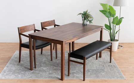 DT01 DC02 BC01 4点 ダイニングセット ウォールナット オールマイティブラック テーブル 椅子 ベンチ
