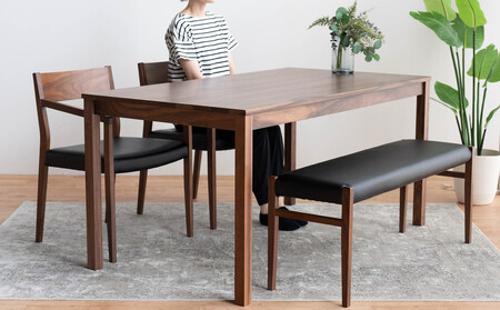 DT01 DC02 BC01 4点 ダイニングセット ウォールナット オールマイティブラック テーブル 椅子 ベンチ