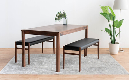 DT01 BC01 3点 ダイニングセット ウォールナット オールマイティブラック テーブル ベンチ