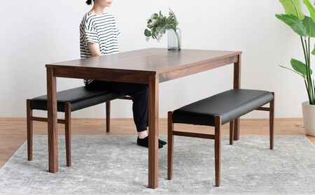 DT01 BC01 3点 ダイニングセット ウォールナット オールマイティブラック テーブル ベンチ