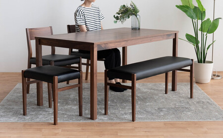 DT01 DC01 BC01 ST01 5点 ダイニングセット ウォールナット オールマイティブラック テーブル 椅子 ベンチ スツール