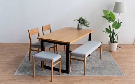 DT02 DC01 BC01 ST01 5点 ダイニングセット オーク アネルカグレー テーブル 椅子 ベンチ スツール