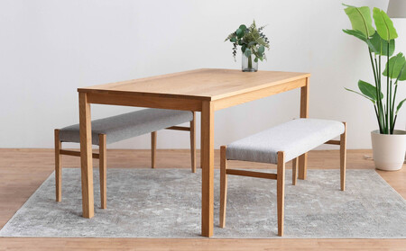 DT01 BC01 3点 ダイニングセット オーク アネルカグレー テーブル ベンチ