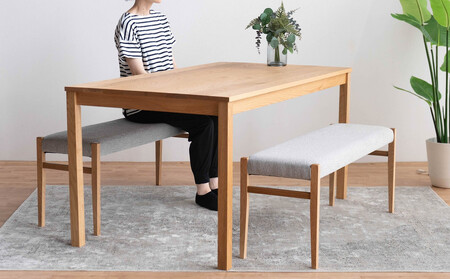 DT01 BC01 3点 ダイニングセット オーク アネルカグレー テーブル ベンチ