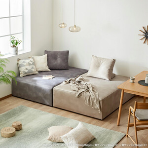 コアガリー 幅200cm ソファ 背クッション2個付き グレー 【モーブル/大川家具】