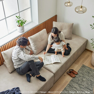 コアガリー 幅160cm ワイドソファ 背クッション2個付き グレー 【モーブル/大川家具】