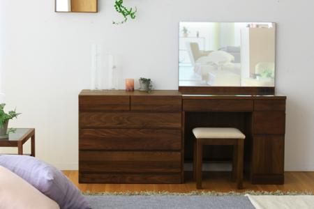 【開梱設置】高野木工 レッチェ80ドレッサー(椅子付き)ウォルナット【10年保証】