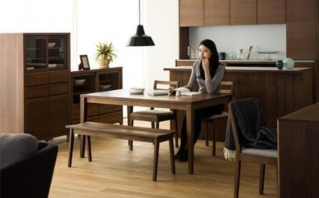 【開梱設置】高野木工 プレーン ダイニングテーブル［単品］ 150cm ウォールナット【10年保証】