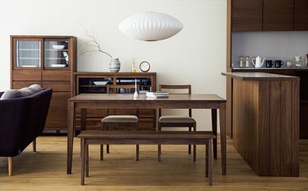 【開梱設置】高野木工 プレーン ダイニングテーブル［単品］ 150cm ウォールナット【10年保証】