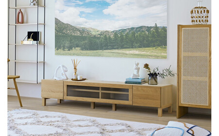 【開梱設置】高野木工 LECCE レッチェ 164TVボード オーク (透明ガラス) 【10年保証】