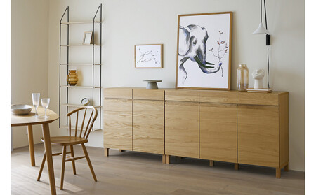 【開梱設置】高野木工 LECCE レッチェ 134キャビネット オーク【10年保証】