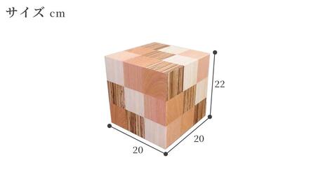 アクリキューブ行灯 銘木ツキ板 寄木市松模様 LED電球