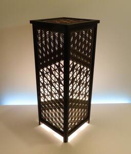 レーザー行灯「趣」Lサイズ 竜胆と八重麻の葉組子デザイン 和紙貼り 高さ65cm LED電球付き