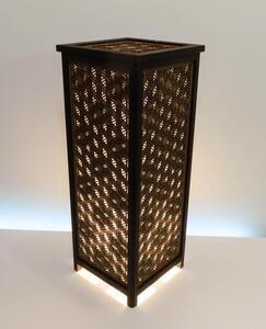 レーザー行灯「趣」Lサイズ 八重麻の葉 胡麻幹 組子デザイン 和紙貼り 高さ65cm LED電球付