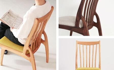 Piuma ダイニングチェア 肘無 ウォールナット無垢 合皮 ファブリック 大川市 貞苅椅子製作所