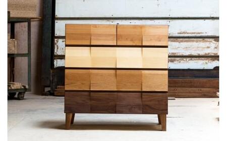 チェスト タンス 幅58 4段 奥行44 MIX 無垢材 引き出し 収納 桐たんす 箪笥 脚付き 大川家具 丸田木工 モデルノ