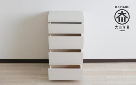 【洗面所などの限られた空間に便利】薄型チェスト 45cm幅4段 (ホワイト木目)