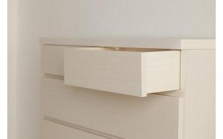 【洗面所などの限られた空間に便利】薄型チェスト 90cm幅5段 (ホワイト木目)