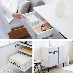 サイドボード 90cm リード ＜ ライトグレー×ホワイト＞【モーブル】【大川家具】