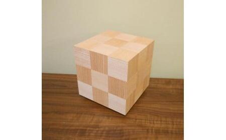 アクリキューブ行灯 銘木ツキ板 市松模様(国産杉板目)LED電球