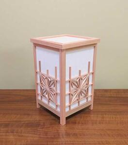 和風照明 角行灯「匠」 Mサイズ 楮和紙 無地きなり(角麻組子)蓋付