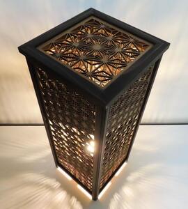 レーザー行灯「趣」Lサイズ 竜胆と八重麻の葉組子デザイン 高さ65cm LED電球付き