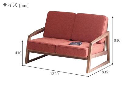 Rudlo ソファ 2人掛け ウォールナット無垢 ファブリック 大川市 貞苅椅子製作所