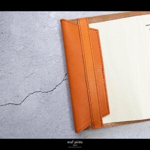 maf pinto (マフ ピント) レザーブックカバー 文庫サイズ オレンジシュリンク 本革 日本製