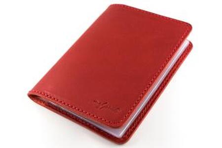 maf pinto レザーカードケース (クリアポケット) レッド