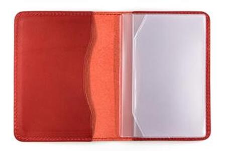 maf pinto レザーカードケース (クリアポケット) レッド