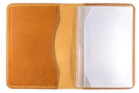 maf pinto レザーカードケース (クリアポケット) ライトブラウン