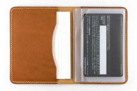 maf pinto レザーカードケース (クリアポケット) ライトブラウン