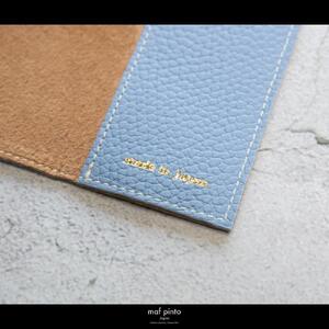 maf pinto (マフ ピント) レザーブックカバー 新書サイズ ADRIA LINE ライトブルー 本革 日本製