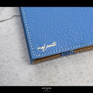 maf pinto (マフ ピント) レザーブックカバー 新書サイズ ADRIA LINE フレッシュブルー 本革 日本製
