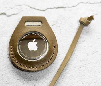 エアタグ用 ケース カバー レザー 本革 apple airtag 【オリーブ】