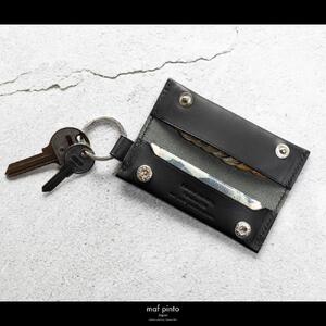 maf pinto (マフ ピント) キーリング キーホルダー 小銭入れ付き ミニ財布 ブラック レザー 本革 日本製
