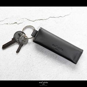 maf pinto (マフ ピント) キーリング キーホルダー 小銭入れ付き ミニ財布 ブラック レザー 本革 日本製