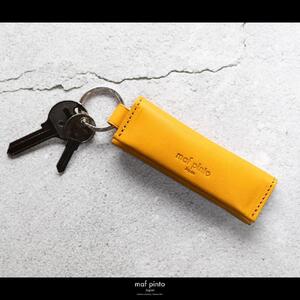 maf pinto (マフ ピント) キーリング キーホルダー 小銭入れ付き ミニ財布 イエロー レザー 本革 日本製