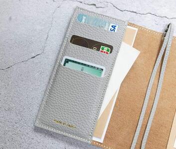 maf pinto (マフ ピント) 手帳カバー A6(文庫)サイズ ライトグレー ADRIA LINE レザー 本革 日本製