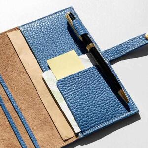 maf pinto (マフ ピント) 手帳カバー A6(文庫)サイズ フレッシュブルー ADRIA LINE レザー 本革 日本製