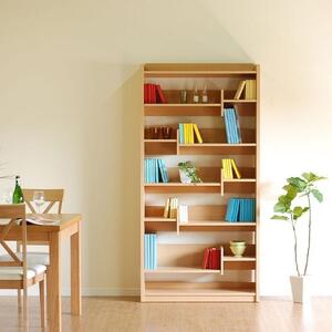 RIDE ライド 90シェルフ ライトブラウン 幅90 高さ182 さまざまなサイズの本を収納できる段違い棚