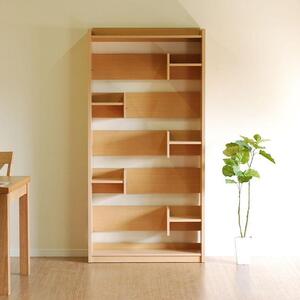 RIDE ライド 90シェルフ ライトブラウン 幅90 高さ182 さまざまなサイズの本を収納できる段違い棚