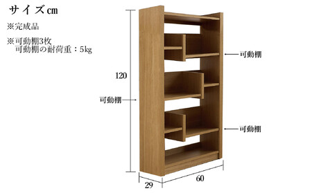 LANE(レーン) シェルフ60L オーク 幅60 高さ120 ロータイプ 多目的ラック
