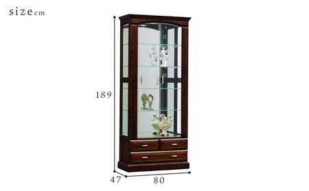 【開梱設置】バーボン80(H)コレクションボード(幅80cm×奥行47cm×高さ189cm)| コレクションケース ガラス 飾り棚 コレクションラック 完成品 ショーケース 大型 フィギュア ケース 魅せる収納 コレクション 棚 アンティーク 家具