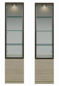 シャルム 幅40cm グレージュ ガラスキャビネット ガラス棚 右開き 左