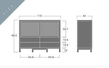 【開梱設置】高野木工 CANO カノ 115ローカップボード ホワイトオーク【10年保証】