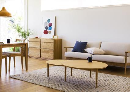 【開梱設置】高野木工 バルーンリビングテーブル 90-2枚 ホワイトオーク【10年保証】